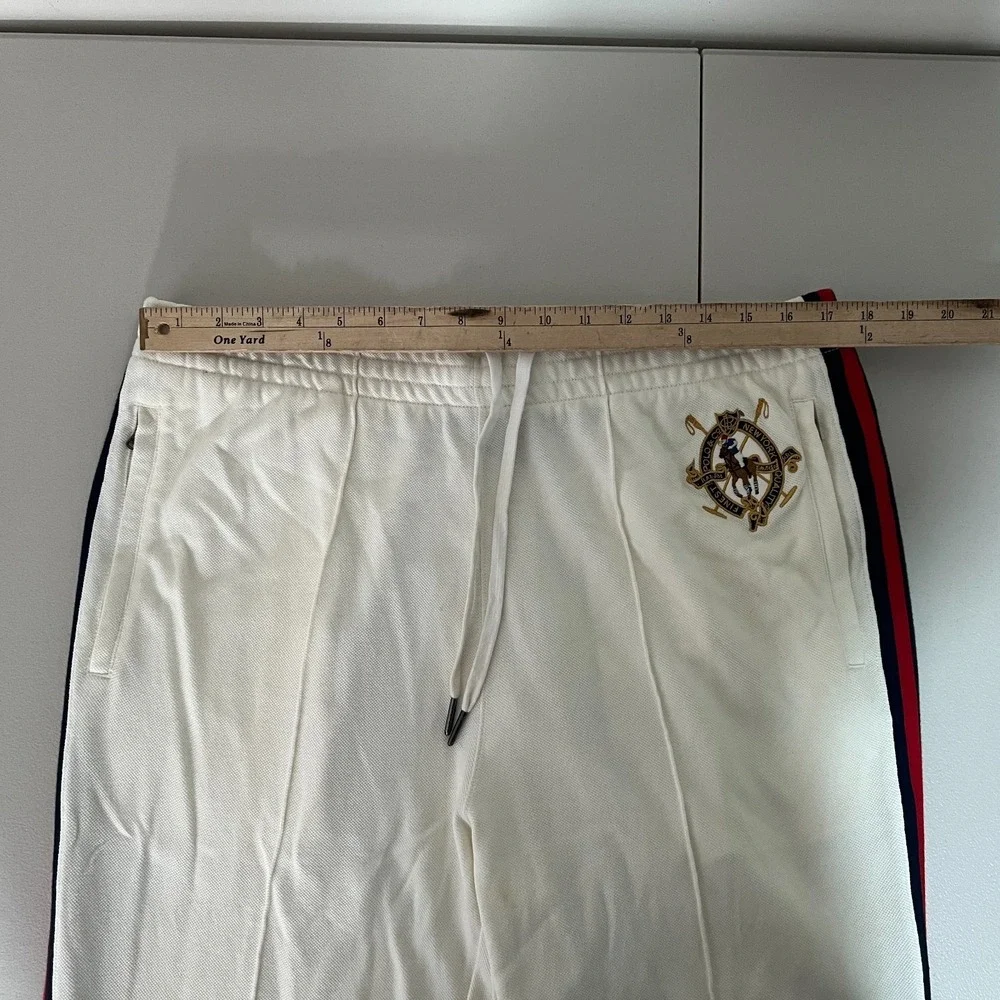 Polo Ralph Lauren Sweatpants Mens Large Beige White Crest Big Pony‎ Wide Leg